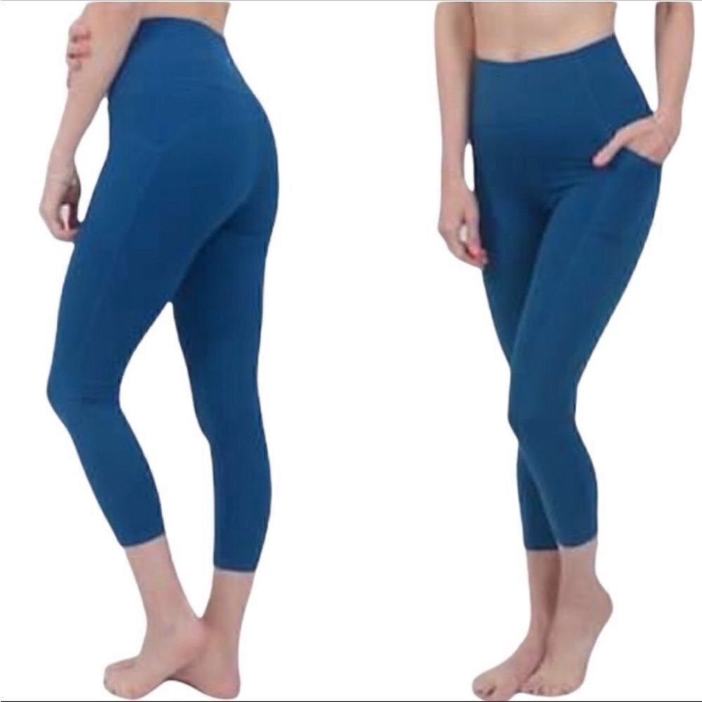 Zyia Active Womens Blue Pocket Leggings Size 2